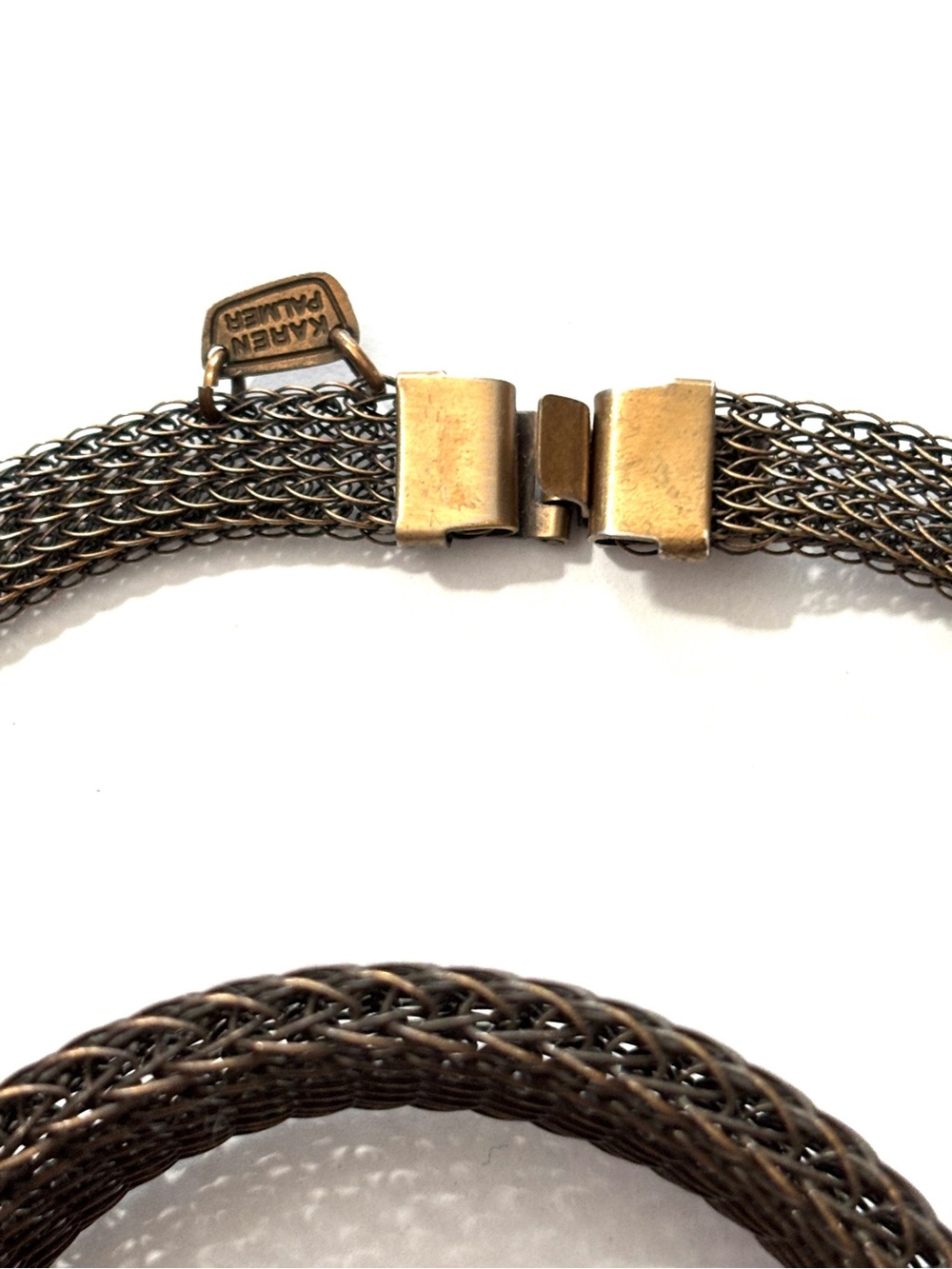 Karen Palmer Signed Vintage Bronze Tone Chainmaille Mesh Necklace Bracelet Set - Picture 3 of 9